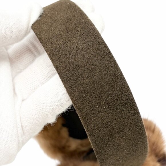 LOUIS VUITTON Vintage LV Monogram Mink Earmuffs Brown Gold Suede [106418] - Picture 13 of 15